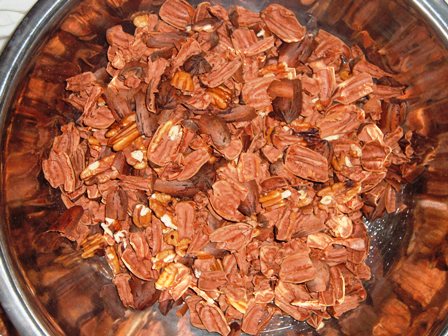 pecan shells in pan