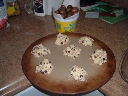 chocolate chip pecan cookies ready for the oven